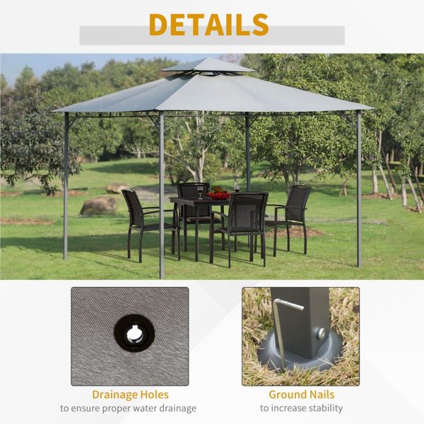 3x3(m) Outdoor Patio Gazebo Steel Canopy Tent Pavilion 2-Tier Roof Top - Image 5