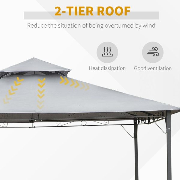 3x3(m) Outdoor Patio Gazebo Steel Canopy Tent Pavilion 2-Tier Roof Top - Image 6