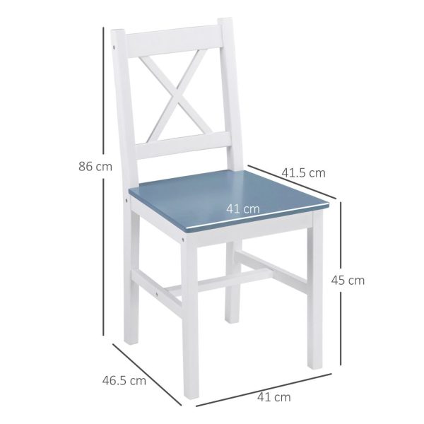 Dining Chairs Set of 2, Pine Wood Frame, Cross Back for Kitchen White - Image 3