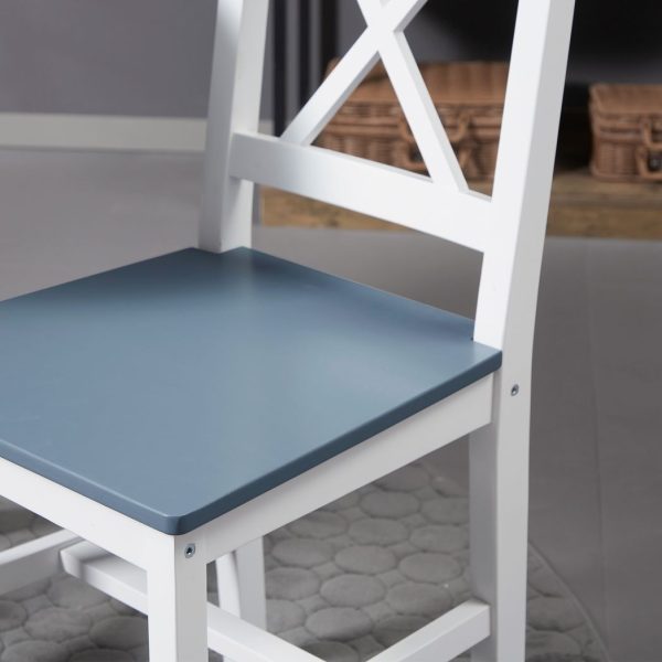Dining Chairs Set of 2, Pine Wood Frame, Cross Back for Kitchen White - Image 8