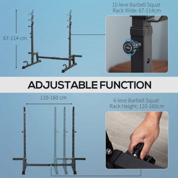 Multifunction Barbell Squat Rack Adjustable Height Weight Lifting - Image 4