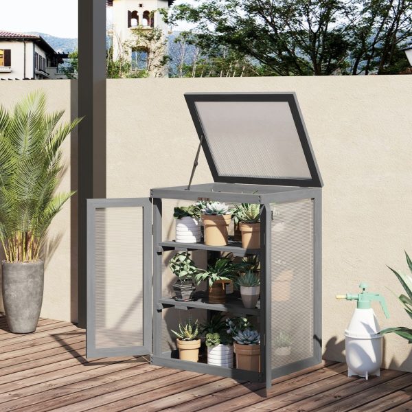 3-tier Wood Greenhouse Plant Storage Shelf Garden Cold Frame Grow House - Image 2