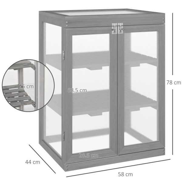 3-tier Wood Greenhouse Plant Storage Shelf Garden Cold Frame Grow House - Image 3