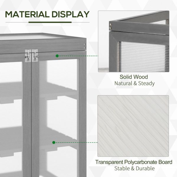 3-tier Wood Greenhouse Plant Storage Shelf Garden Cold Frame Grow House - Image 4