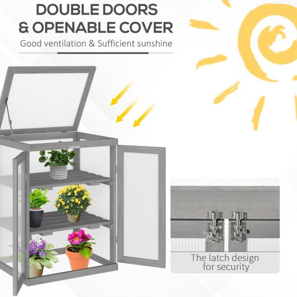 3-tier Wood Greenhouse Plant Storage Shelf Garden Cold Frame Grow House - Image 5