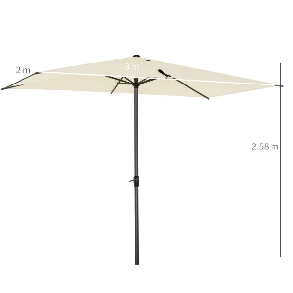 2.58m Aluminium Garden Parasol Sun Umbrella Angled Canopy Beige - Image 3