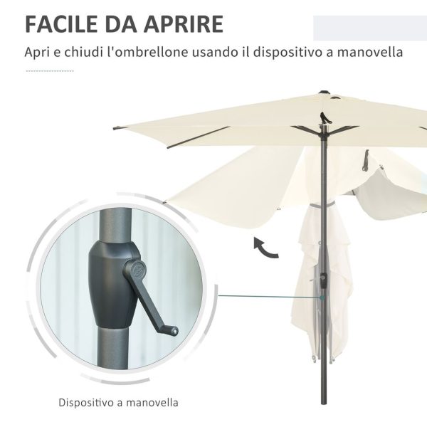 2.58m Aluminium Garden Parasol Sun Umbrella Angled Canopy Beige - Image 5