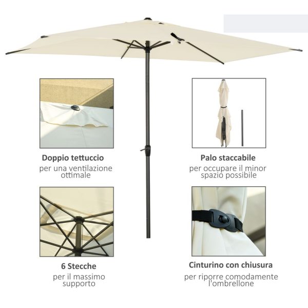 2.58m Aluminium Garden Parasol Sun Umbrella Angled Canopy Beige - Image 6