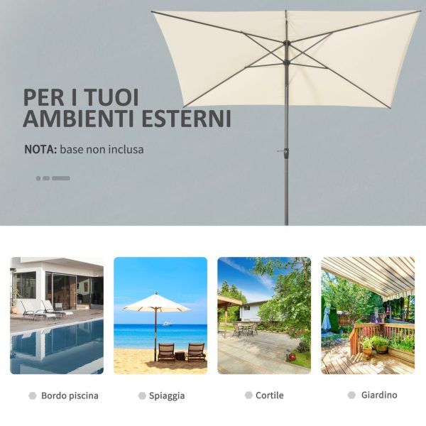2.58m Aluminium Garden Parasol Sun Umbrella Angled Canopy Beige - Image 7