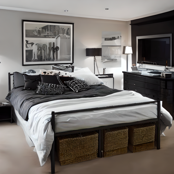 Extra Strong Double Metal Bed Frame In Black - Improved - Image 3