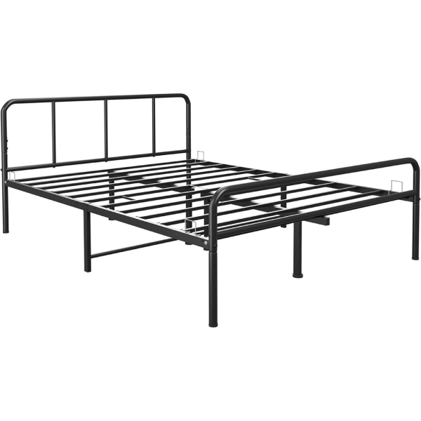 Extra Strong Double Metal Bed Frame with Rounded Head and Foot Board In Black - Improved - Image 2