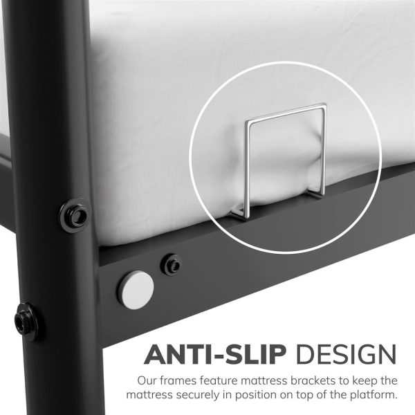 Extra Strong Double Metal Bed Frame with Rounded Head and Foot Board In Black - Improved - Image 7