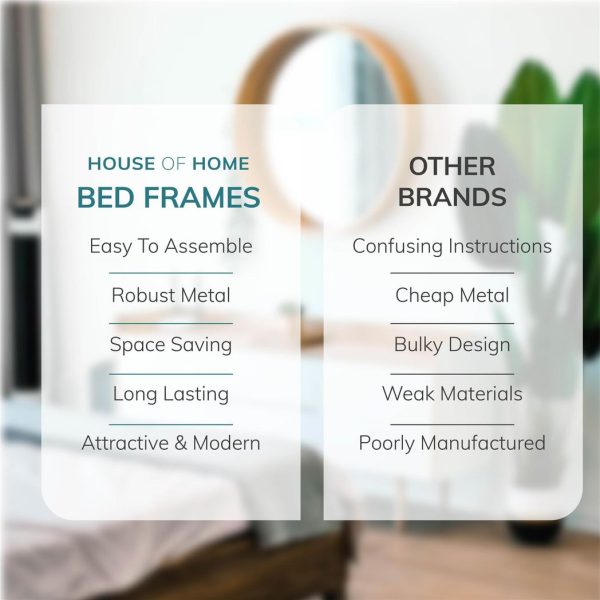 Extra Strong Double Metal Bed Frame with Rounded Head and Foot Board In Black - Improved - Image 8