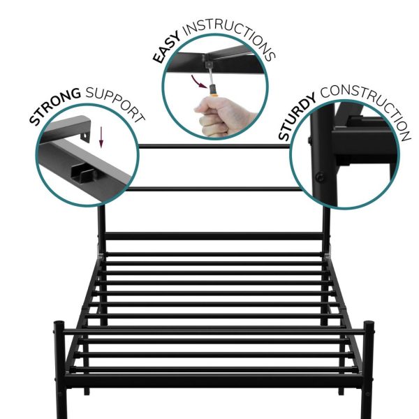 Extra Strong Single Metal Bed Frame In Black - Improved - Image 5