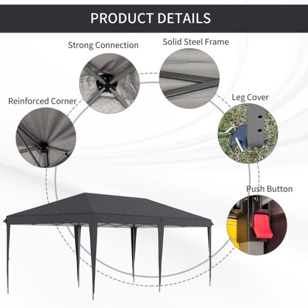 3 x 6 m Pop Up Gazebo Patio Party Event Heavy Duty Canopy Black - Image 5