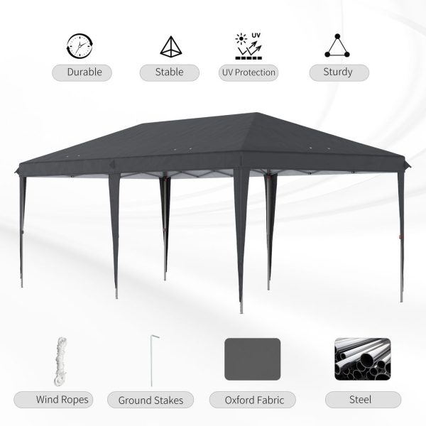 3 x 6 m Pop Up Gazebo Patio Party Event Heavy Duty Canopy Black - Image 6