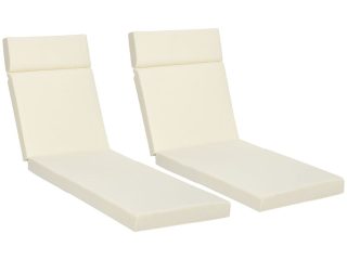 Set of 2 Lounger Cushions Deep Seat Patio Cushions with Ties White