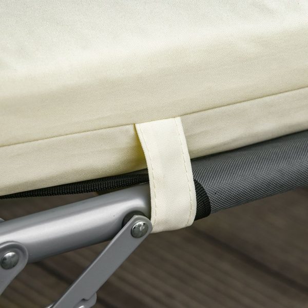 Set of 2 Lounger Cushions Deep Seat Patio Cushions with Ties White - Image 8