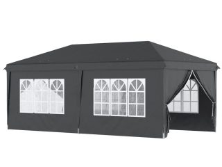 3 x 6m Pop Up Gazebo Height Adjustable Party Tent w/ Storage Bag Black