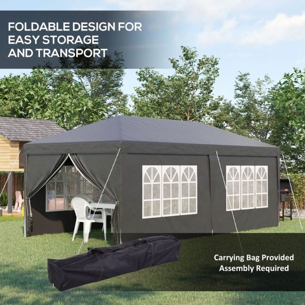 3 x 6m Pop Up Gazebo Height Adjustable Party Tent w/ Storage Bag Black - Image 5