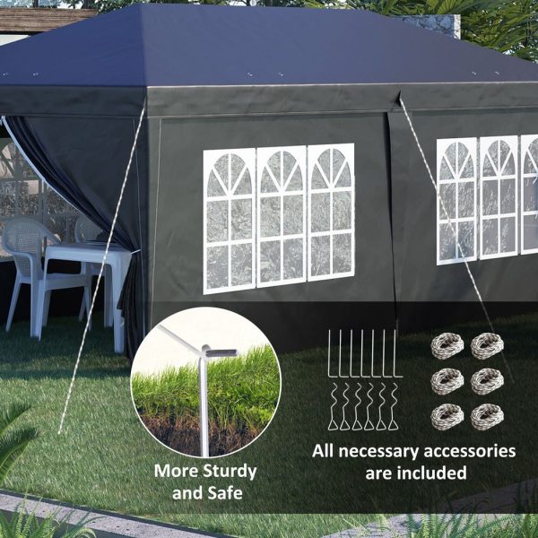 3 x 6m Pop Up Gazebo Height Adjustable Party Tent w/ Storage Bag Black - Image 6