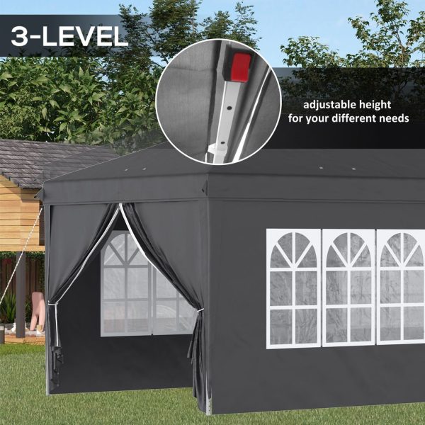 3 x 6m Pop Up Gazebo Height Adjustable Party Tent w/ Storage Bag Black - Image 7