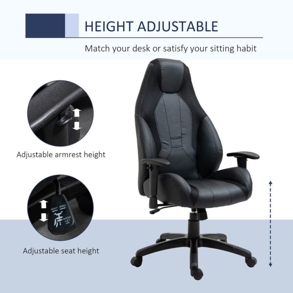 High Back Executive Office Chair Gaming Recliner w/ Footrest, Black - Image 4