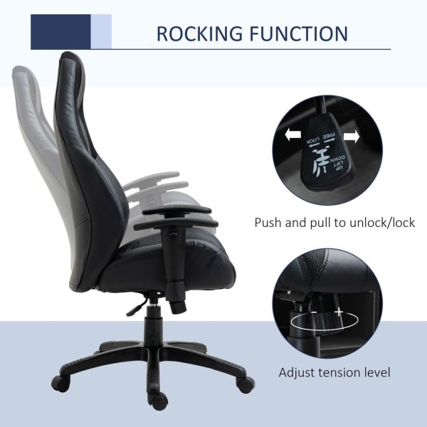 High Back Executive Office Chair Gaming Recliner w/ Footrest, Black - Image 5