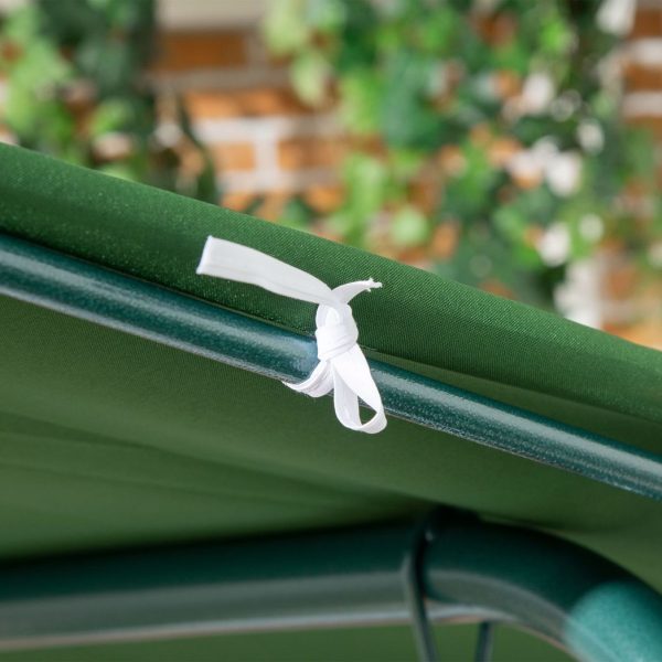 Outdoor 3-person Porch Swing Chair with Adjustable Canopy Green - Image 8
