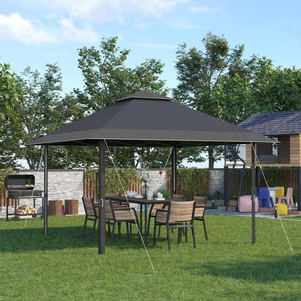 4 x 4m Outdoor Pop-Up Canopy Tent Gazebo Adjustable Legs Bag Grey - Image 2