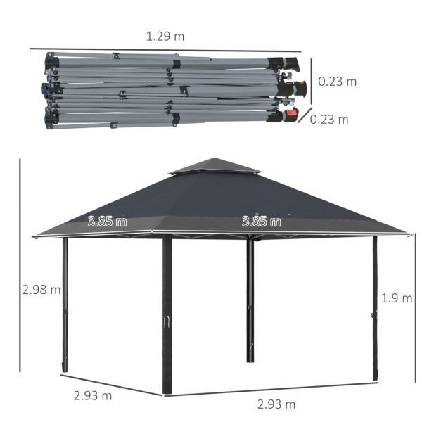 4 x 4m Outdoor Pop-Up Canopy Tent Gazebo Adjustable Legs Bag Grey - Image 3