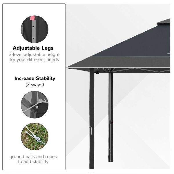 4 x 4m Outdoor Pop-Up Canopy Tent Gazebo Adjustable Legs Bag Grey - Image 5
