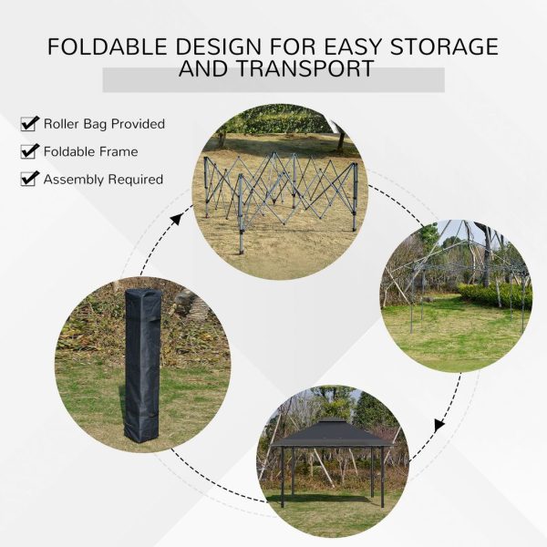 4 x 4m Outdoor Pop-Up Canopy Tent Gazebo Adjustable Legs Bag Grey - Image 6