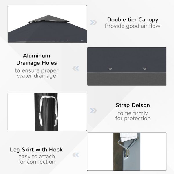 4 x 4m Outdoor Pop-Up Canopy Tent Gazebo Adjustable Legs Bag Grey - Image 7