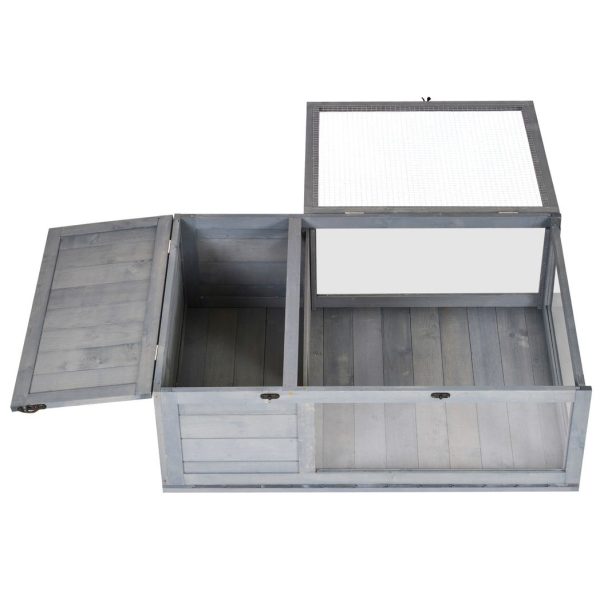 Tortoise House with Mesh Roof, Small Pet Reptile Wooden House, Grey