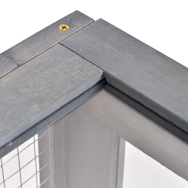 Tortoise House with Mesh Roof, Small Pet Reptile Wooden House, Grey - Image 8