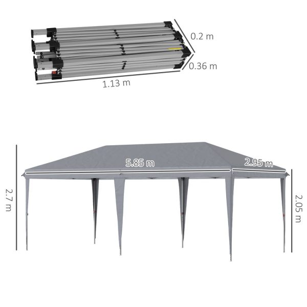 3 x 6 m Pop Up Gazebo Patio Party Event Heavy Duty Canopy Grey - Image 3