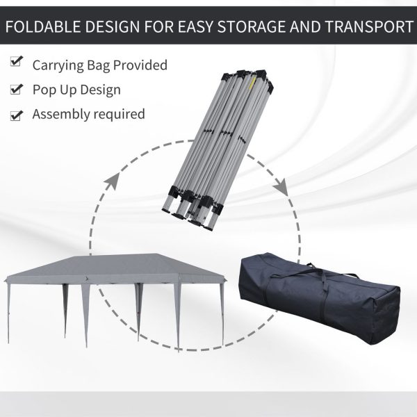 3 x 6 m Pop Up Gazebo Patio Party Event Heavy Duty Canopy Grey - Image 4