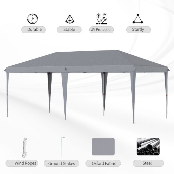 3 x 6 m Pop Up Gazebo Patio Party Event Heavy Duty Canopy Grey - Image 6
