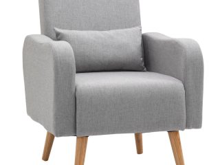 Nordic Leisure Lounge Sofa Accent Chair with Pillow for Bedroom Grey
