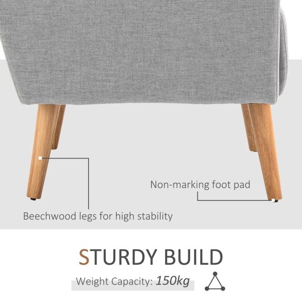 Nordic Leisure Lounge Sofa Accent Chair with Pillow for Bedroom Grey - Image 5