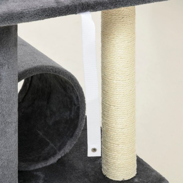 121cm Cat Tree Tower w/Sisal Scratching Posts Bed Tunnel Perch Grey - Image 7