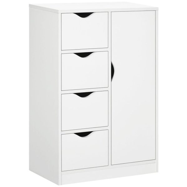 Modern Storage Cabinet Organizer with 4 Drawers and 1 Shelf, White