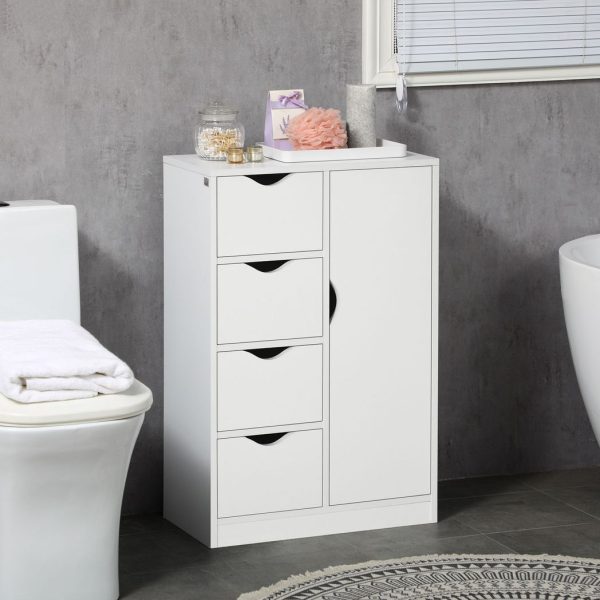 Modern Storage Cabinet Organizer with 4 Drawers and 1 Shelf, White - Image 2
