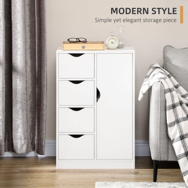 Modern Storage Cabinet Organizer with 4 Drawers and 1 Shelf, White - Image 4