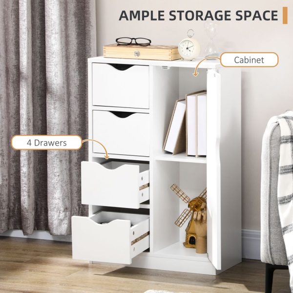 Modern Storage Cabinet Organizer with 4 Drawers and 1 Shelf, White - Image 5