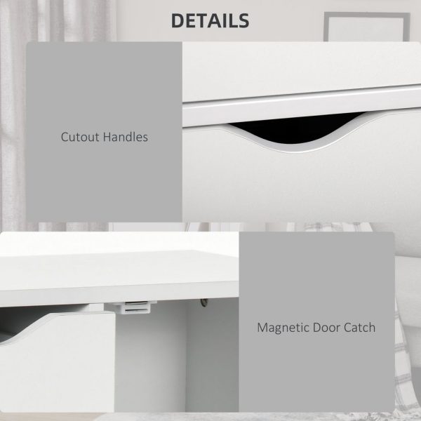 Modern Storage Cabinet Organizer with 4 Drawers and 1 Shelf, White - Image 6