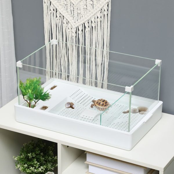 Turtle Tank, Glass Tank w/ Basking Platform, Reptile Habitat - Image 2