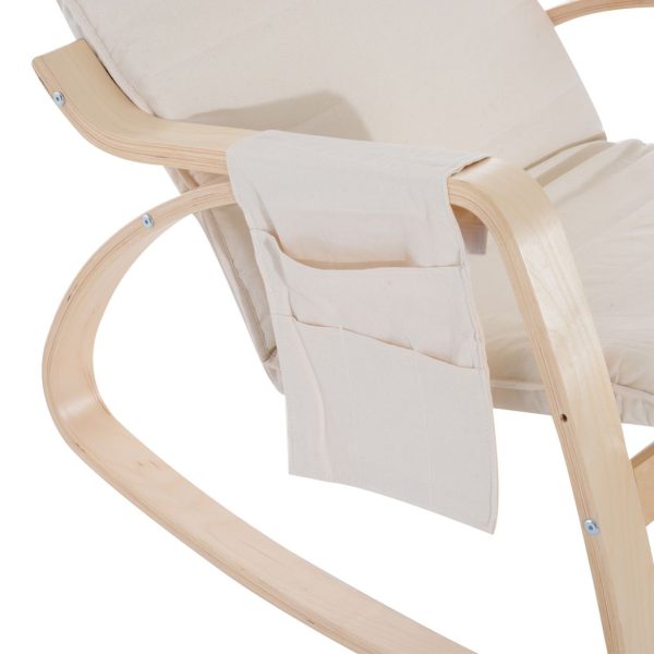 Rocking Chair Recliner Armchair with Adjustable Footrest, Cream White - Image 8