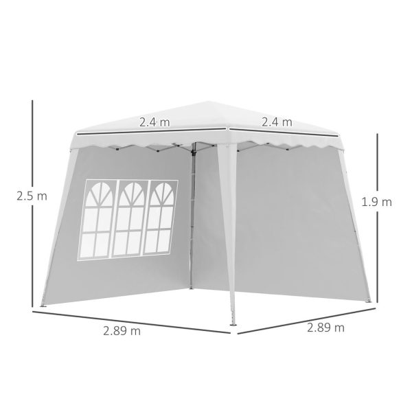 2.4 x 2.4m UV50+ Pop Up Gazebo Canopy Tent with Carry Bag, White - Image 3